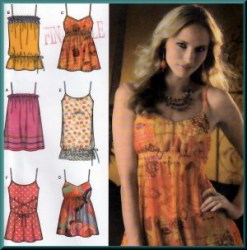 4279 STRAPPY EMPIRE BABY DOLL/ SLIP TUNIC TOPS PATTERN 6-20